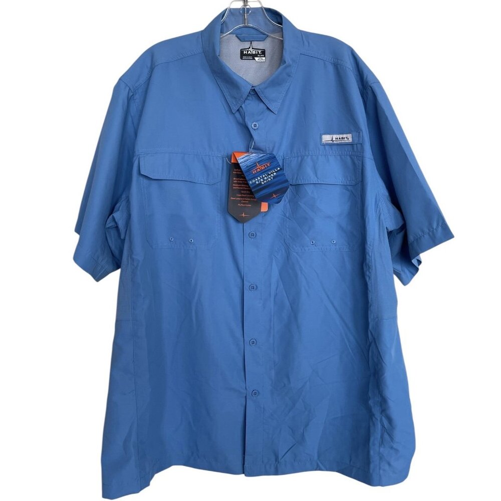 Habit Fishing Outdoor Vented Button Down Shirt Mesh Mens Size XL Blue‎